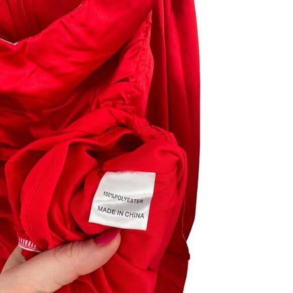 Hello Molly Red Off Shoulder Ruched Mini Dress Cocktail Womens Small AU 8 US 4 - Picture 5 of 7